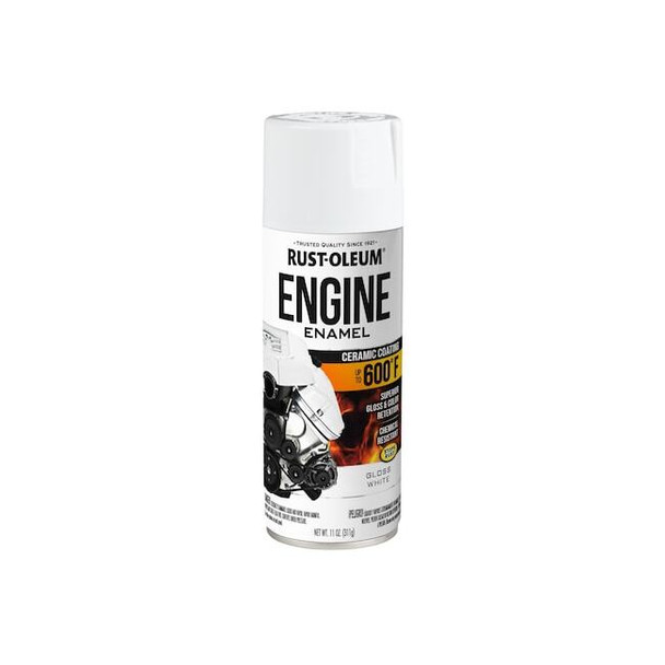 Automotive 600 Degrees F Engine Enamel Spray, White, Gloss, 11 oz