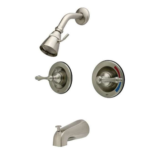 Kingston Brass Tub and Shower Faucet, Brushed Nickel, Wall Mount KB668AL