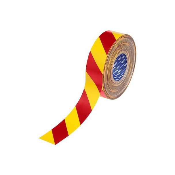 Brady Floor Marking Tape,Red/Ylw,2"W,100ft 177052