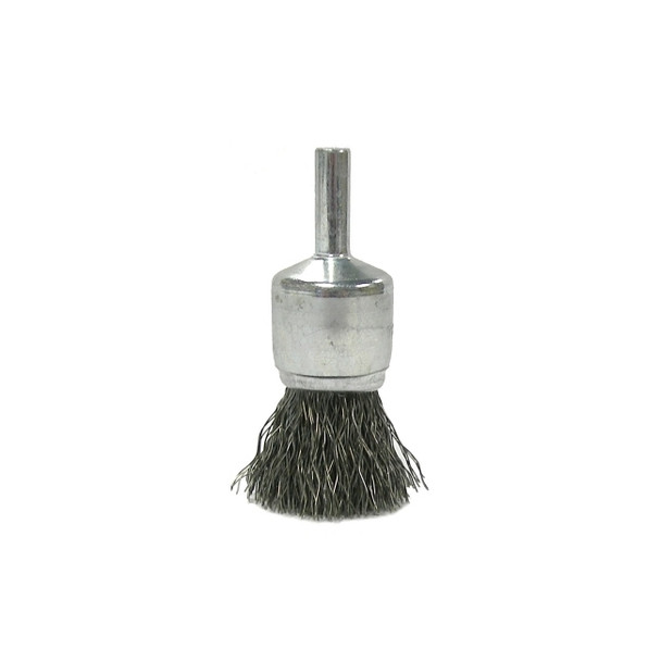 Crimped Wire Solid End Brush, Steel, 3/4 in dia x 0.0104 in Wire, 22000 RPM