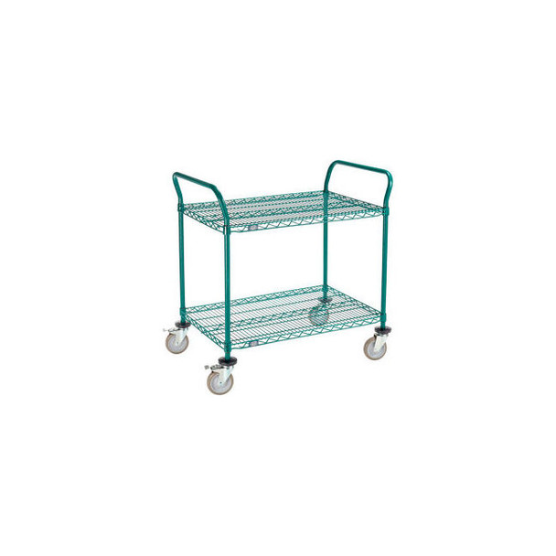 Nexel 2 Shelf Utility Cart Poly-Green36""W x 24""D x 39""H Poly Casters4 Swivel