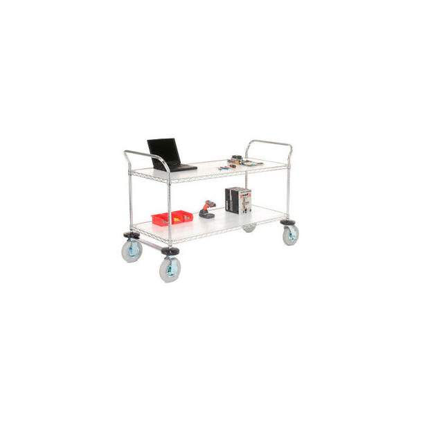 Nexel 2 Shelf Utility Cart Chrome 30""W x 21""D x 42""H Pneumatic Casters2 Swive