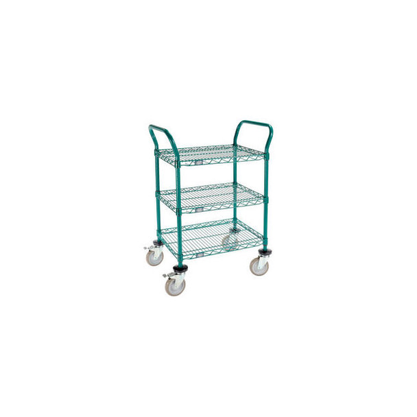 Nexel 3 Shelf Utility Cart Poly-Green24""W x 18""D x 39""H Poly Casters4 Swivel