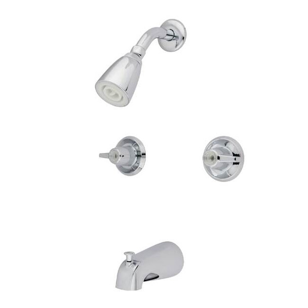 Kingston Brass Tub and Shower Faucet, Polished Chrome, Wall Mount KB140