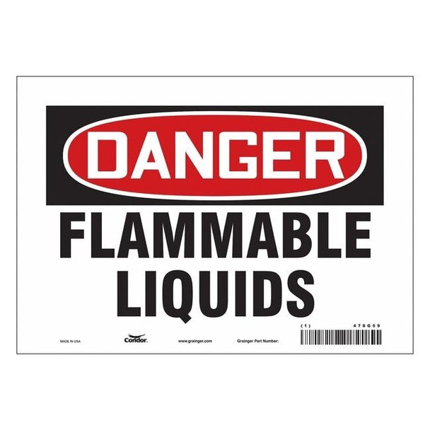 Danger Sign, 7 in H, 10 in W, Vinyl, Vertical Rectangle, English, 478G59
