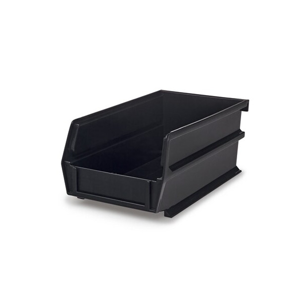 Hanging Bin & Bin Clip Kit, Polypropylene, Black, 4.125 in W x 3 in H