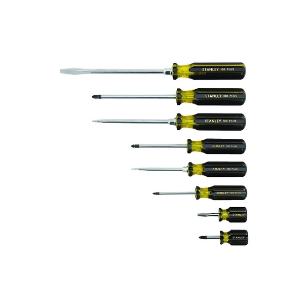 100 Plus® 8 Pc Combination Screwdriver Set, Phillips®, Slotted, 1/4 in, 7/32 in, 5/16 in, 3/8 in