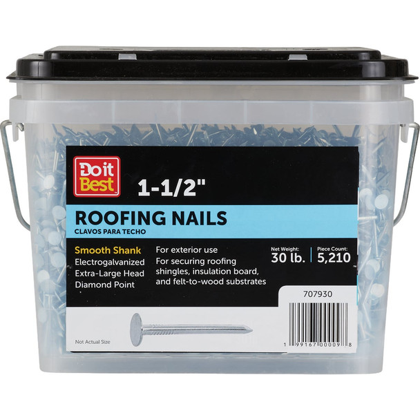 Do it Best 1-1/2 In. 11 ga Electrogalvanized Roofing Nails (5580-Count, 30 Lb.)