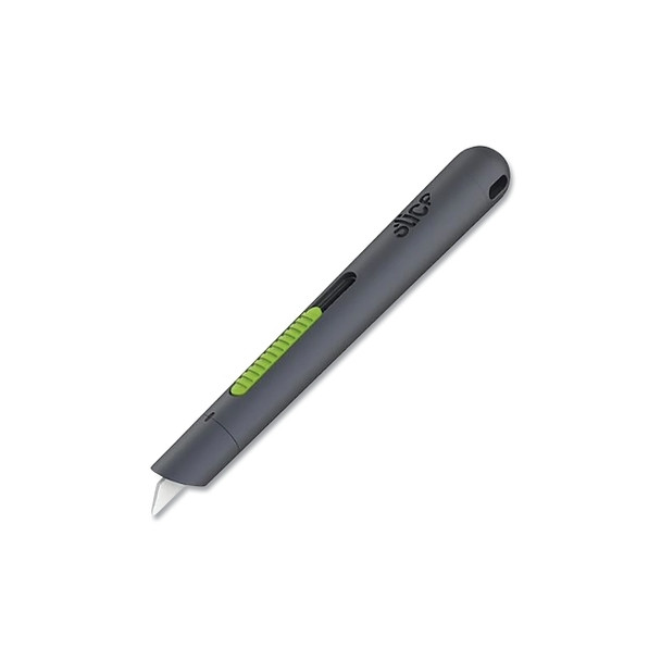 Auto-Retractable Pen Cutter, 5.26 in L, Automatic Retracting Blade, Ceramic, Plastic Handle, Gray