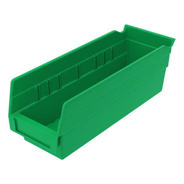 Akro-Mils® Shelf Bin, 11 5/8"L x 4"H x 4 1/8"W, Green, 1/Each