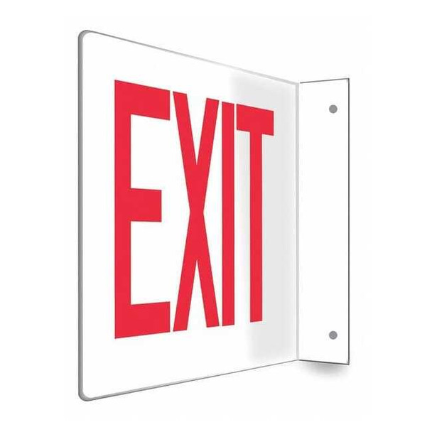 Condor Exit Sign, Plastic, 12" W, 8" H, Exit, White 480W76