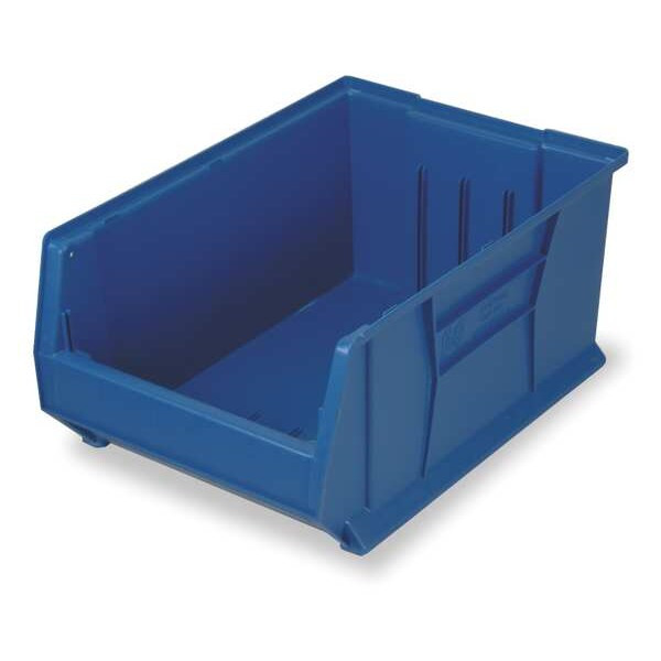 Storage Bin, Polypropylene/Polyethylene, Blue, 11 in H, 16 1/2 in W, 29 7/8 in L