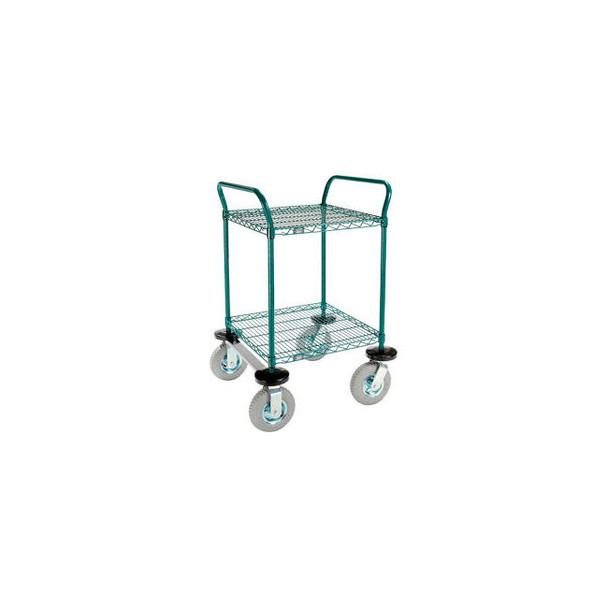 Nexel 2 Shelf Utility Cart Poly-Green 24""Wx24""Dx 42""H Pneumatic Casters2 Swiv