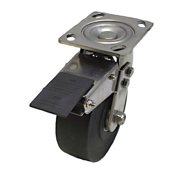 Manufacturer Varies Plate Caster,880 lb. Load,Black Wheel P21SX-NMB040K-14-TB
