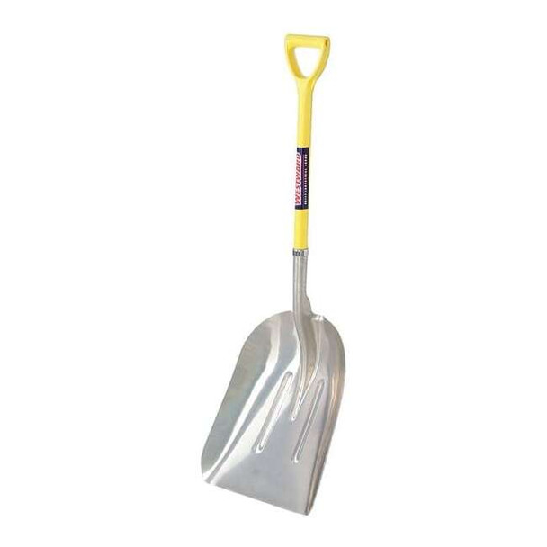 Scoop Shovel, #12 Blade, Aluminum Blade, 27 in L Yellow Fiberglass Handle