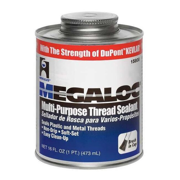 Pipe Thread Sealant 19.2 fl oz, Brush-Top Can, Megaloc, Blue, Paste