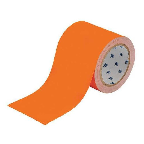 Floor Marking Tape, Polyester, Solid, Orange, 4 in W., 8 mil Thickness