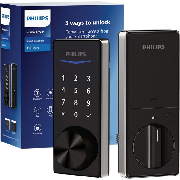 Philips Bluetooth & Fingerprint Touchscreen Electronic Deadbolt, Satin Nickel