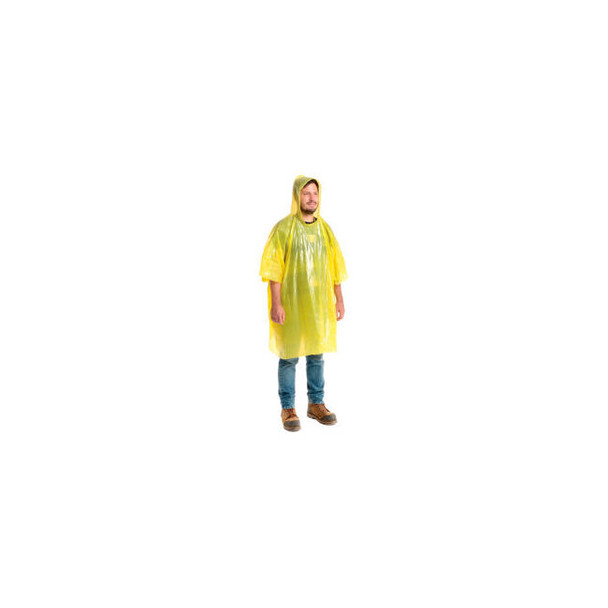 Disposable Rain Poncho 80"" L One Size Yellow