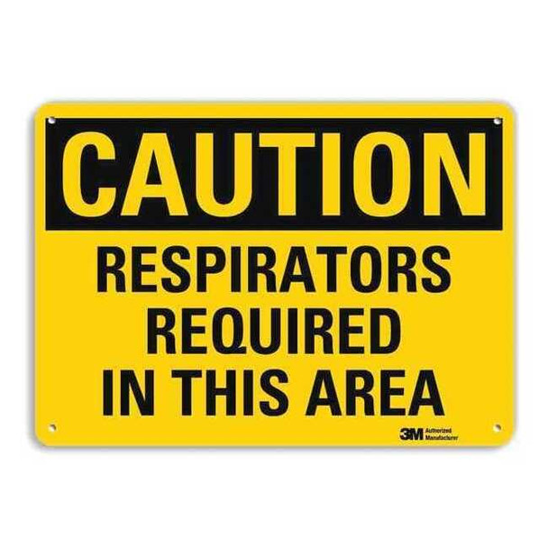 Caution Sign, 10 in Height, 14 in Width, Aluminum, Horizontal Rectangle, English