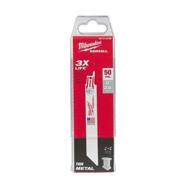 Milwaukee Tool 6" 24 TPI SAWZALL Blades (50 Pk) 48-01-6186