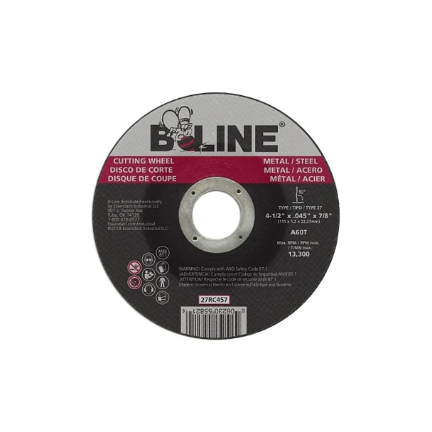 Depressed Center Cutting Wheel, 4-1/2 in dia, 0.045 in Thick, 7/8 in Arbor, 60 Grit, Aluminum Oxide