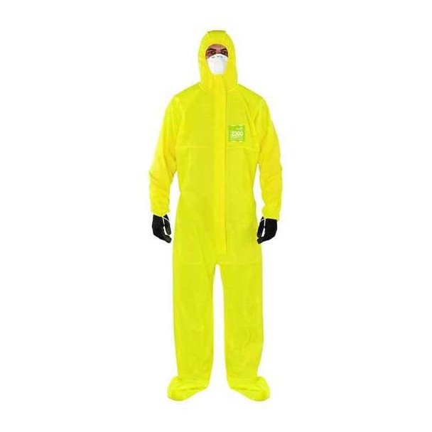 Ansell Hooded Coverall, Xl, Yellow, Chemical Laminate YY23-B-92-147-05