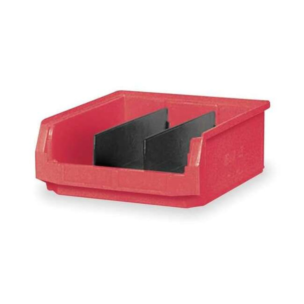 Storage Bin, Polyethylene, Red, 5 7/8 in H, 12 3/8 in W, 19 3/4 in L