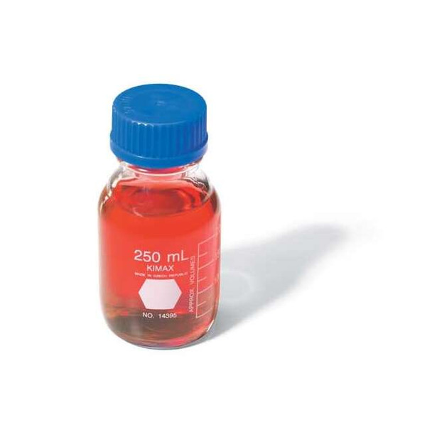 Kimble Chase Bottle Media Stge w/ Cap Glass 250,PK10 14395-250