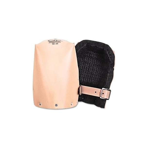 Heavy-Duty Leather Knee Pads, Leather Straps with Buckles, Tan/Black Felt