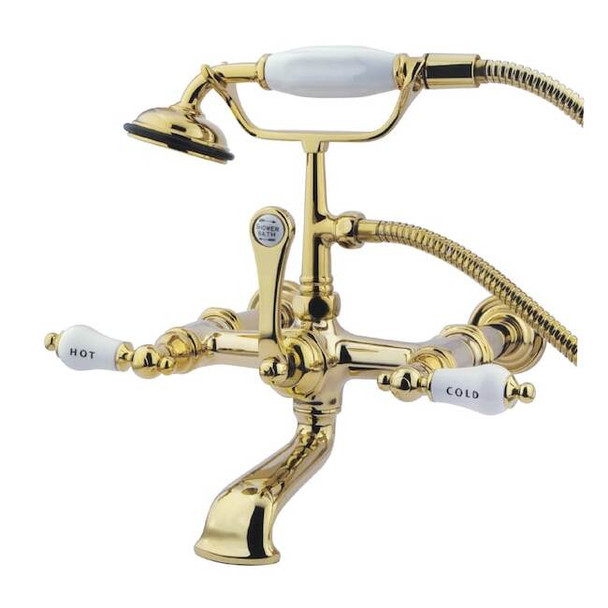 Wall-Mount Clawfoot Tub Faucet, Polished Brass, Tub Wall Mount
