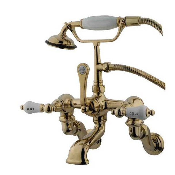 Wall-Mount Clawfoot Tub Faucet, Polished Brass, Tub Wall Mount