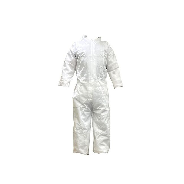 Not Applicable Collared Coveralls, PP SMS, 28 9/16 in Inseam, White