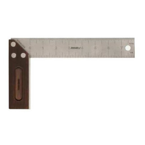 Johnson Level & Tool Try Square,Bamboo/SS,1/8,1/16 in Grad 1940-0800