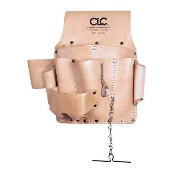 Clc Work Gear Tool Pouch, Tool Pouch, Tan, Leather, 8 Pockets W500