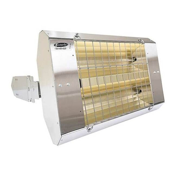 Infrared Quartz Electric Heater, 1 Phase, Stainless Steel, 240V AC