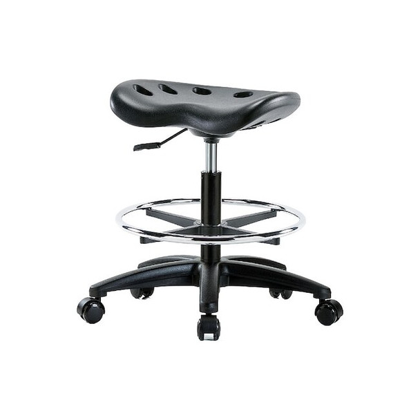 Stool, Polyurethane, Black, 19 in to 26 1/2 in Seat Height