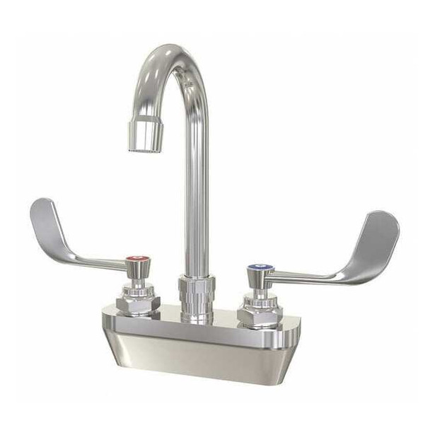 Sani-Lav Manual Gooseneck Service Sink Faucet, 4" Mount, Chrome 2 Hole 27.5