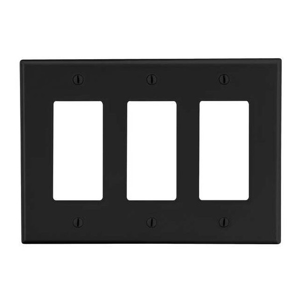 Rocker Wall Plate, Number of Gangs: 3 Plastic, Satin Finish, Black