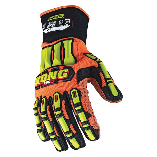 Mechanics Gloves, Nylon Back, Gauntlet, Orange, S