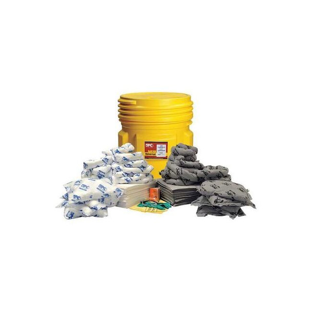 Spill Kit, 75 gal Volume Absorbed per Kit, 95 gal Capacity, Drum, Yellow