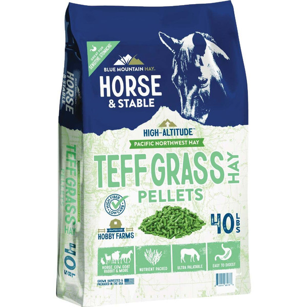 Blue Mountain Hay High Altitude 40 Lb. Teff Grass Hay Pellets TGHP-40LB
