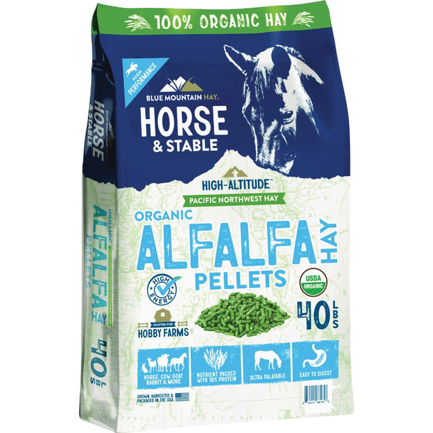 Blue Mountain Hay High Altitude 40 Lb. Organic Alfalfa Hay Pellets OAHP-40LB