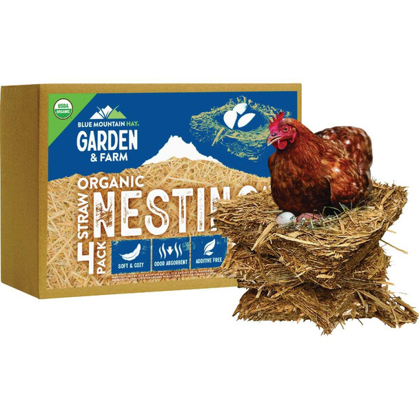 Blue Mountain Hay Organic Straw Nesting Pads for Hens (4-Pack) ONP-4