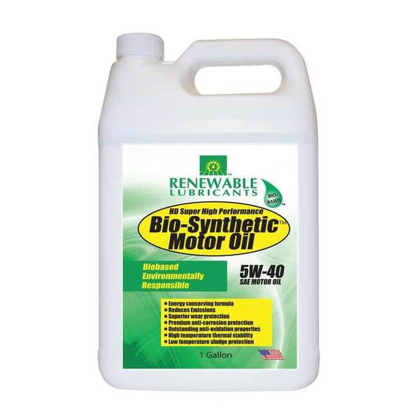 Renewable Lubricants Engine Oil, 5W-40, Bio-Synthetic, 1 Gal. 85253