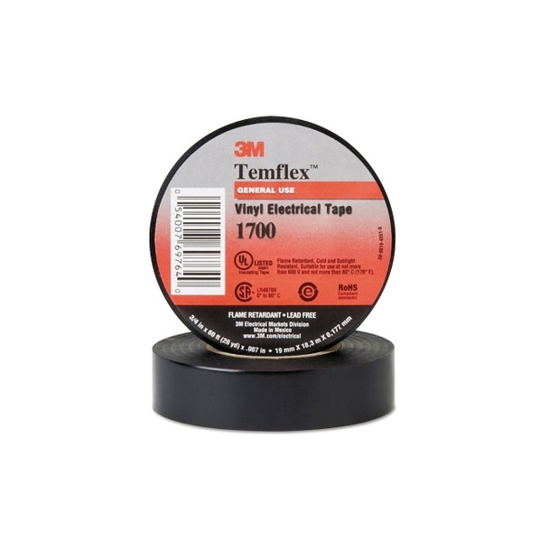 Temflex™ Friction Tape, 3/4 in x 60 ft, 13 mil, Black
