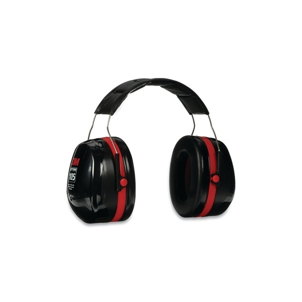 PELTOR™ Optime™ 105 Earmuff, 30 dB NRR, Black/Red, Over-the-Head