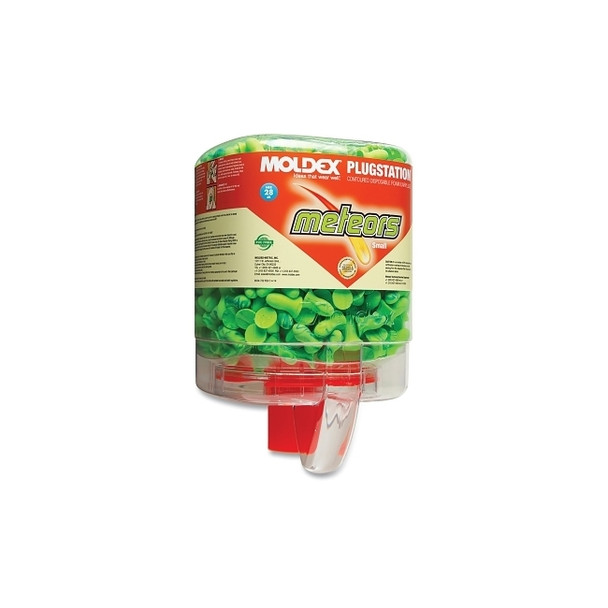 PlugStation® Earplug Dispenser, Disposable Plastic Bottle, Small Foam Earplugs, Bright Green, Meteors®