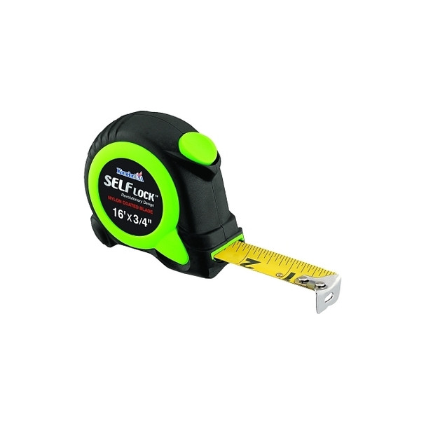 Self Lock™ Measuring Tape, 3/4 in x 16 ft, Green/Black