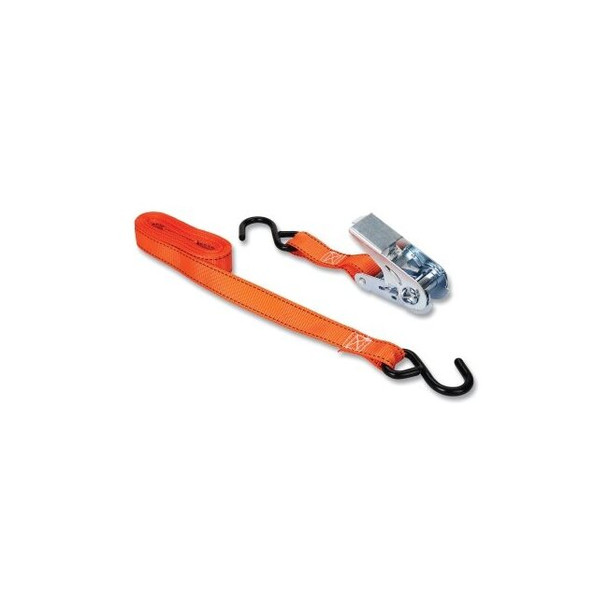 Ratchet Tie-Down Strap, High Tension, Vinyl-Coated S-Hooks, 1 in W x 10 ft L, 300 lb Load Capacity
